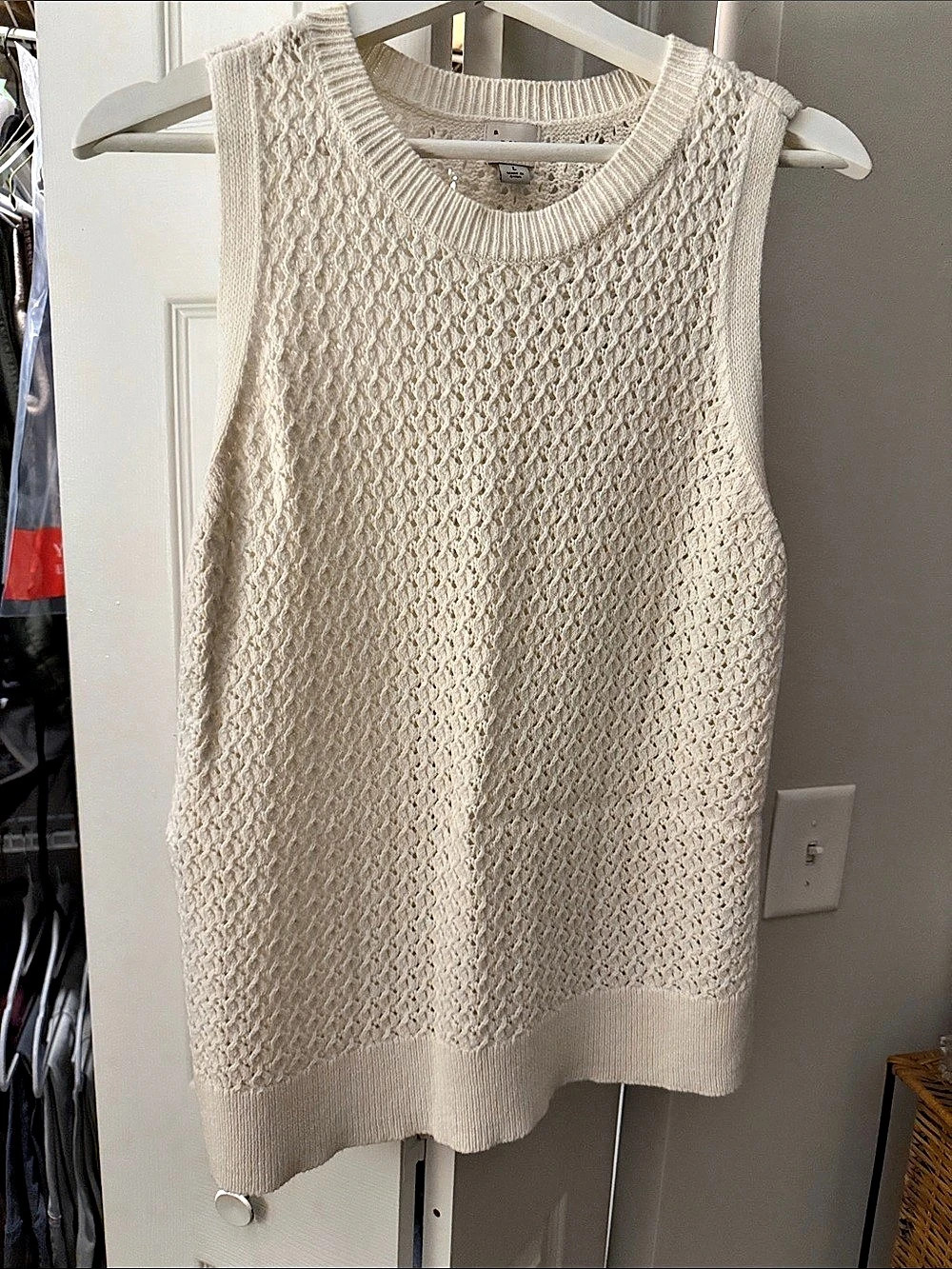 a new day Crochet Sweater Tank Top Cream Large